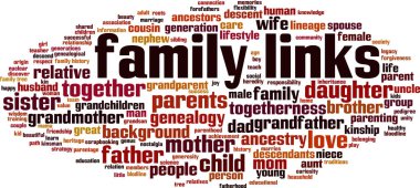 Family links word cloud concept. Vector illustration clipart