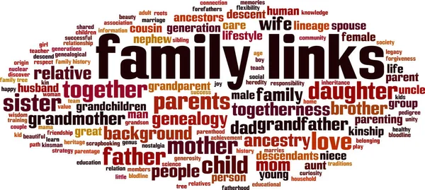 Family Links Word Cloud Concept Vector Illustration — Stock Vector