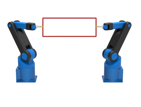 Dos robots sosteniendo tablero en blanco —  Fotos de Stock