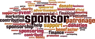 Sponsor kelime bulutu kavramı. Vektör çizim