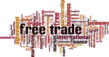 Free trade word cloud concept. Vector illustration clipart