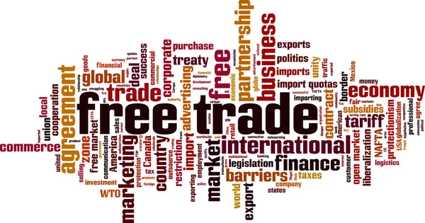 自由貿易の単語の雲の概念 ベクトル図 — ストックベクタ