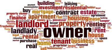 Sahibi kelime bulutu kavramı. Vektör çizim