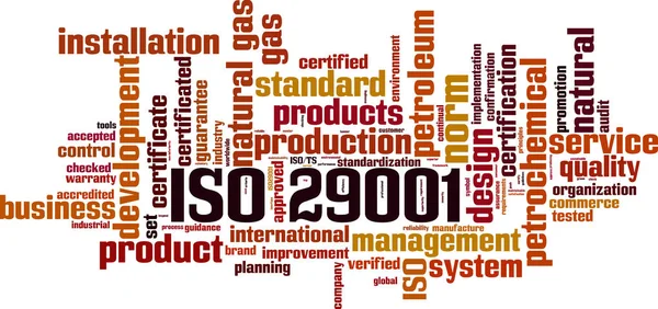 Iso 29001 Szó Felhő Fogalmát Vektoros Illusztráció — Stock Vector