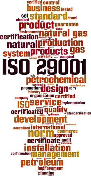 Iso 29001 Wort Cloud Konzept Vektorillustration — Stockvektor