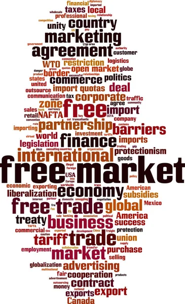 自由市场的词云概念 矢量插图 — 图库矢量图片