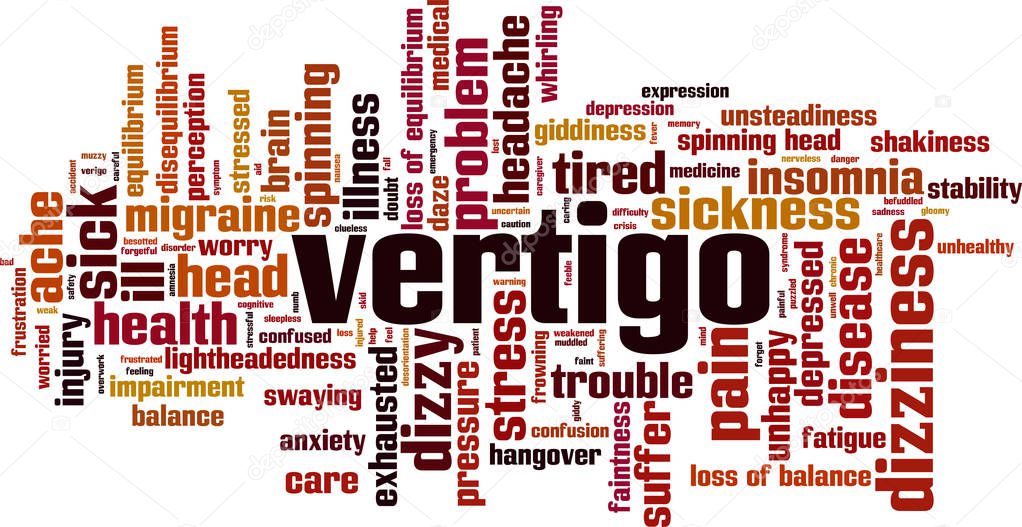 Vertigo word cloud concept. Vector illustration