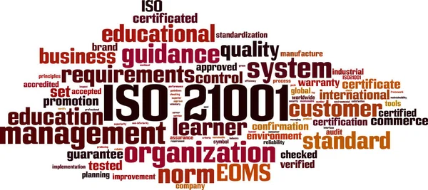 Iso 21001 Λέξη Έννοια Σύννεφο Εικονογράφηση Διάνυσμα — Διανυσματικό Αρχείο