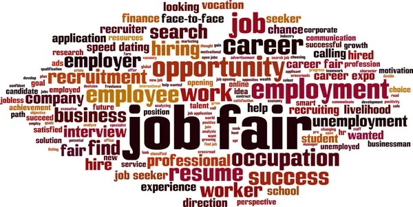 Job Fair Word Cloud Concept Vector Illustration — Stock Vector