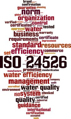 ISO 24526 kelime bulutu kavramı. Vektör çizim