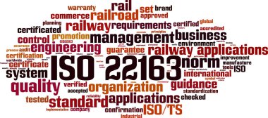 ISO 22163 kelime bulutu kavramı. Vektör çizim