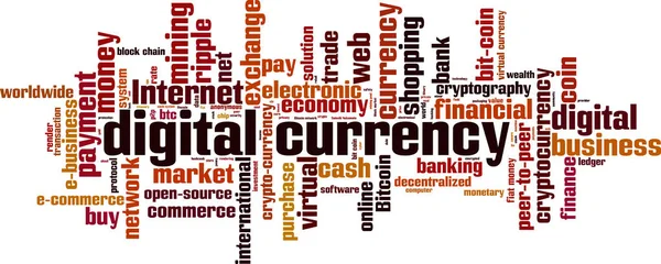 Digitale Valuta Word Cloud Concept Vectorillustratie — Stockvector