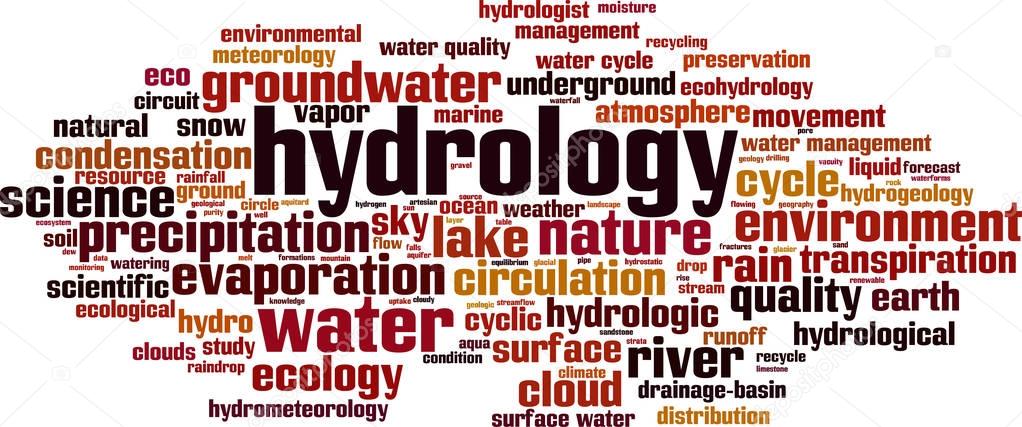 Hydrology word cloud concept. Vector illustration