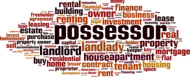 Sahibi kelime bulutu kavramı. Vektör çizim