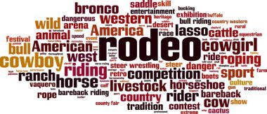 Rodeo kelime bulutu kavramı. Vektör çizim