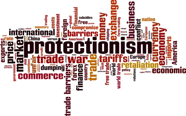 Concepto Nube Palabras Proteccionismo Ilustración Vectorial — Vector de stock