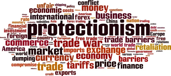 Conceito Nuvem Palavras Protecionismo Ilustração Vetorial — Vetor de Stock