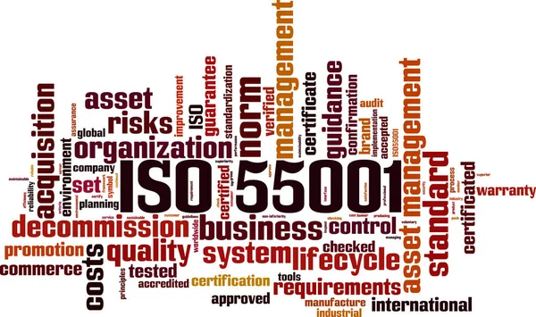 Iso 55001 Word Cloud Concept Vector Illustration — Stock Vector