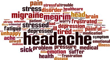 Baş ağrısı kelime bulutu kavramı. Vektör çizim