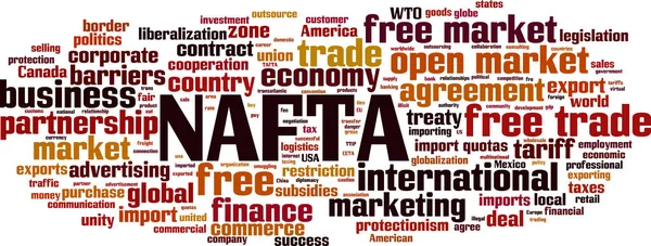 北美自由贸易区的词云概念 矢量插图 — 图库矢量图片