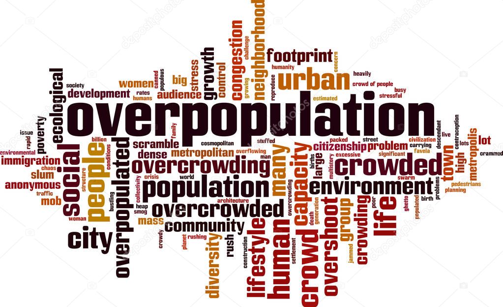 Overpopulation word cloud concept. Vector illustration