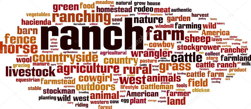 Ranch word cloud concept. Vector illustration