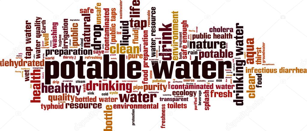 Potable water word cloud concept. Vector illustration
