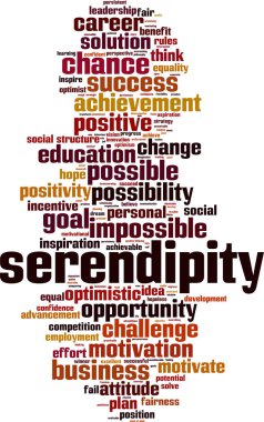Serendipity sözcük bulut kavramı. Vektör çizim