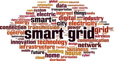 Akıllı grid kelime bulutu kavram. Vektör çizim