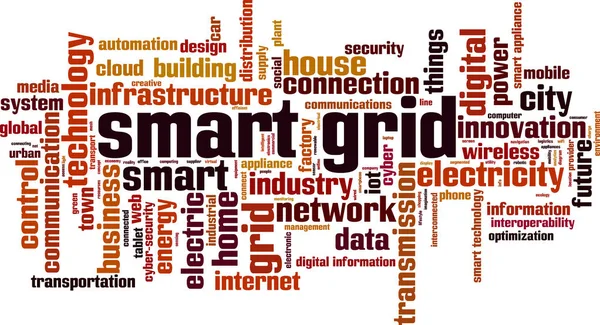 Akıllı Grid Kelime Bulutu Kavram Vektör Çizim — Stok Vektör