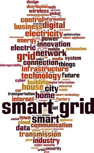 Akıllı Grid Kelime Bulutu Kavram Vektör Çizim — Stok Vektör