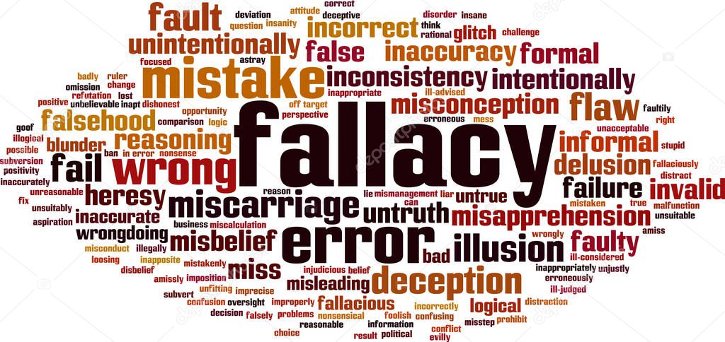 Fallacy word cloud concept. Vector illustration