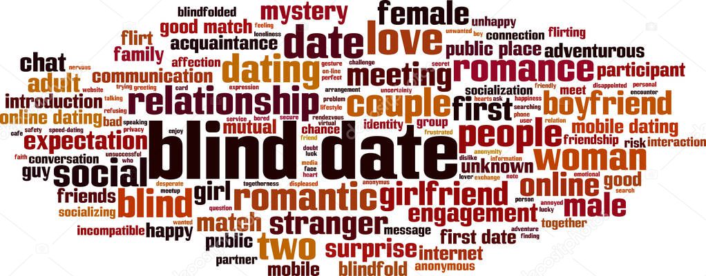 Blind date word cloud concept. Collage made of words about blind date. Vector illustration 