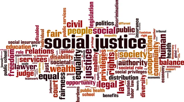 社会正義の言葉クラウドの概念 社会正義についての言葉で作られたコラージュ ベクターイラスト — ストックベクタ