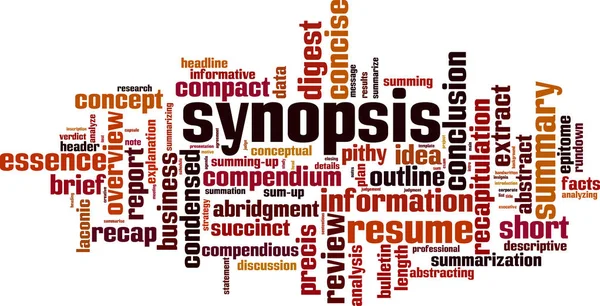 Synopse Word Cloud Concept Koláž Složená Slov Synopse Vektorová Ilustrace — Stockový vektor