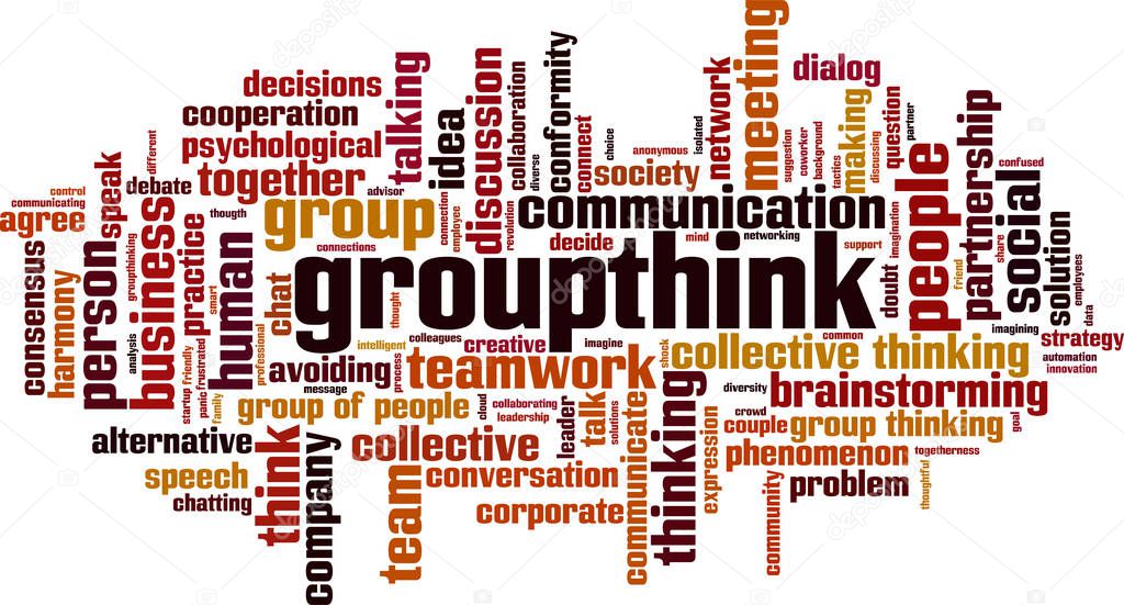 Groupthink word cloud concept. Collage made of words about groupthink. Vector illustration