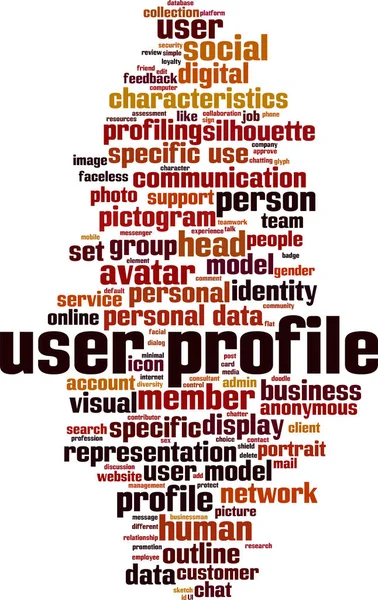 Koncepcja Chmury Słów Profilu Użytkownika Kolaż Wykonany Słów Profilu Użytkownika — Wektor stockowy