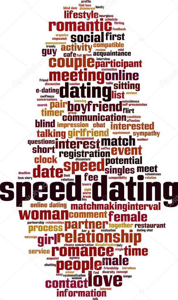 Speed dating word cloud concept. Collage made of words about speed dating. Vector illustration 
