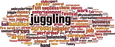 Kelime bulut konseptiyle hokkabazlık. Hokkabazlık hakkında kolaj yapmak. Vektör illüstrasyonu