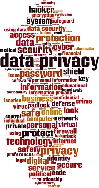 Privacidad Datos Concepto Nube Palabra Collage Hecho Palabras Sobre Privacidad — Vector de stock