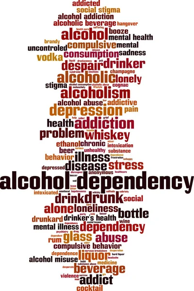 Concepto Nube Palabras Dependencia Del Alcohol Collage Hecho Palabras Sobre — Vector de stock