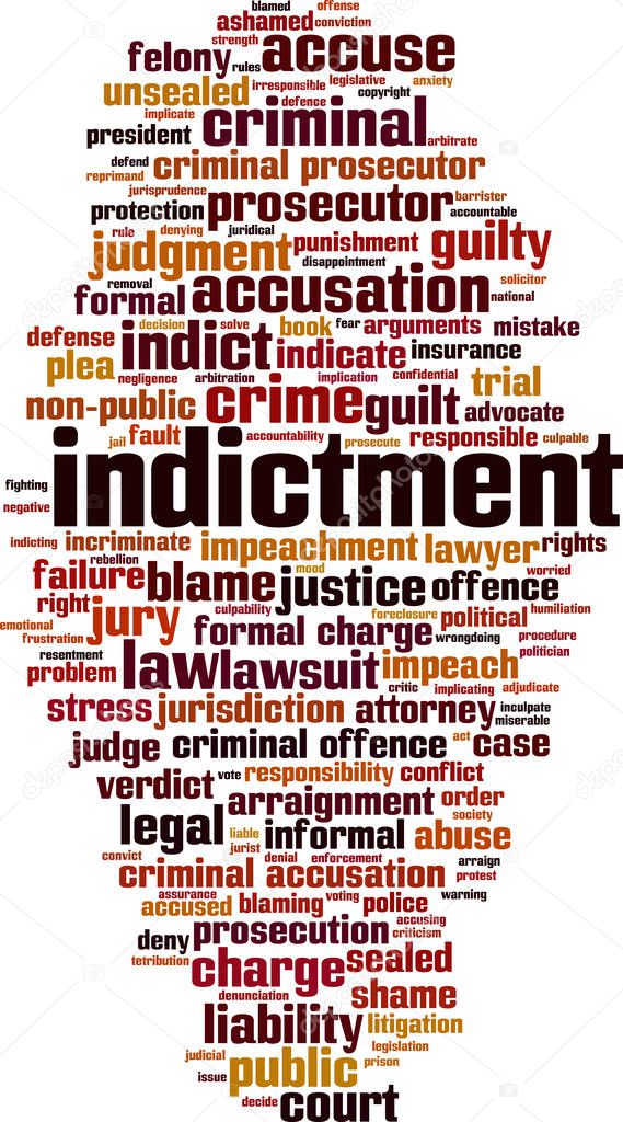 Indictment word cloud concept. Collage made of words about indictment. Vector illustration