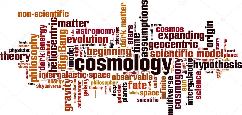Cosmology word cloud concept. Collage made of words about cosmology. Vector illustration