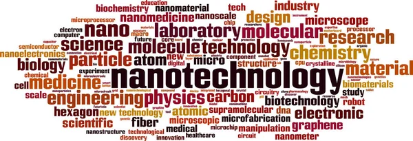 Concepto Nube Palabras Nanotecnología Collage Hecho Palabras Sobre Nanotecnología Ilustración — Vector de stock