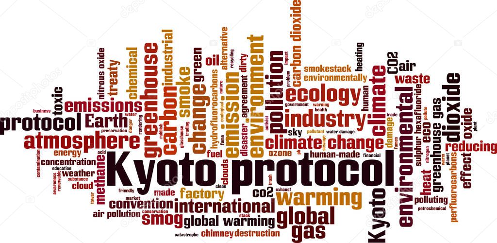 Kyoto protocol word cloud concept. Collage made of words about Kyoto protocol. Vector illustration