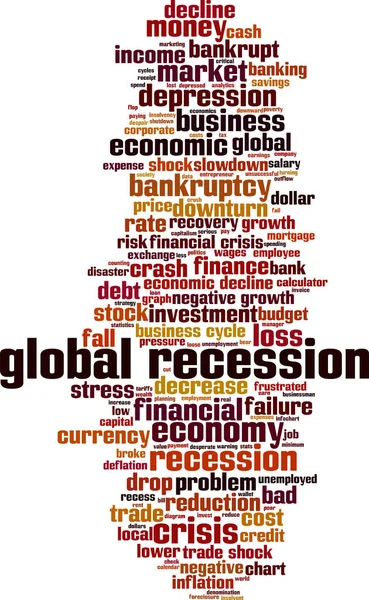 Światowa Koncepcja Chmury Słów Recesji Kolaż Wykonany Słów Globalnej Recesji — Wektor stockowy