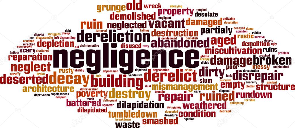 Negligence word cloud concept. Collage made of words about negligence. Vector illustration 