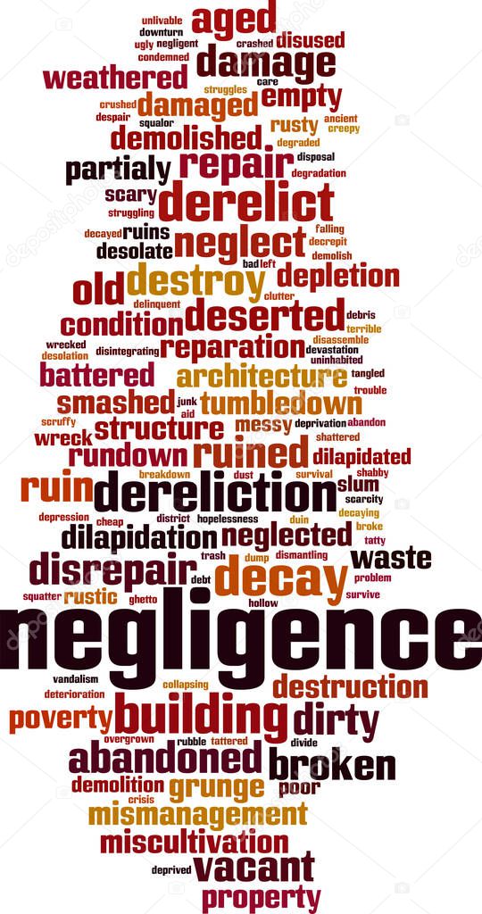 Negligence word cloud concept. Collage made of words about negligence. Vector illustration 
