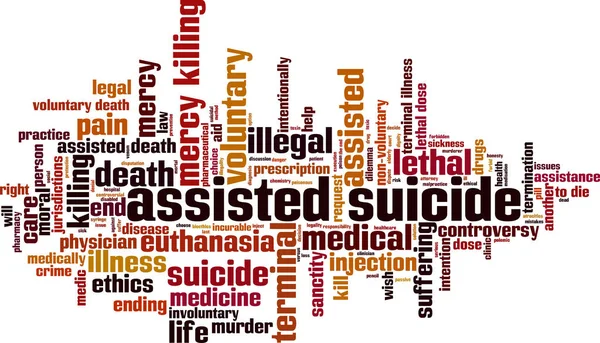 Conceito Nuvem Palavras Suicídio Assistido Colagem Feita Palavras Sobre Suicídio —  Vetores de Stock