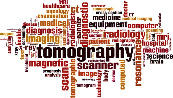 Tomographie Concept Nuage Mot Collage Fait Mots Sur Tomographie Illustration — Image vectorielle